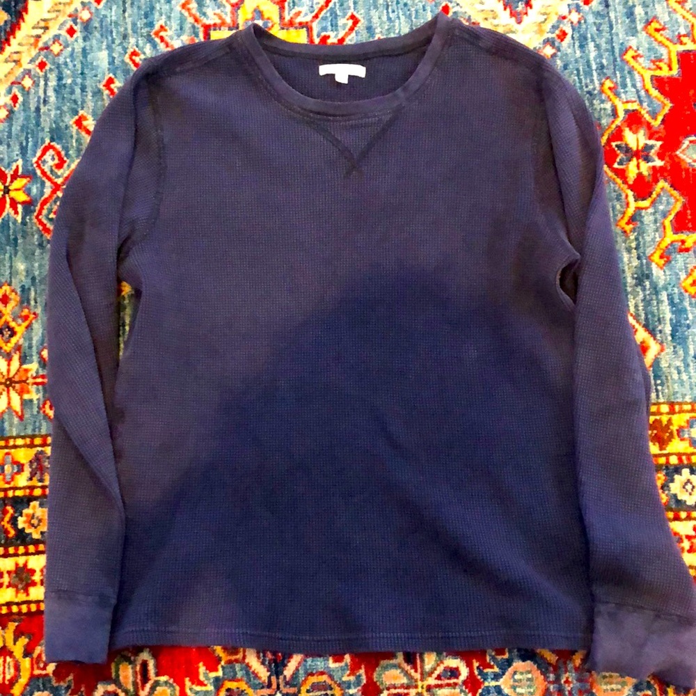J Crew Wallace & Barnes Long Sleeve Waffle Shirt Navy